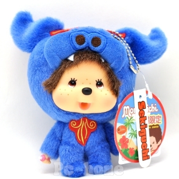 日本Sekiguchi夢奇奇MONCHHICHI【沖繩限定】大頭獅系列吊飾 藍色