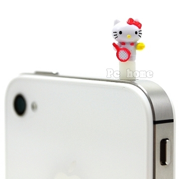 日本進口SANRIO【Hello Kitty打網球】iphone音源孔防塵塞