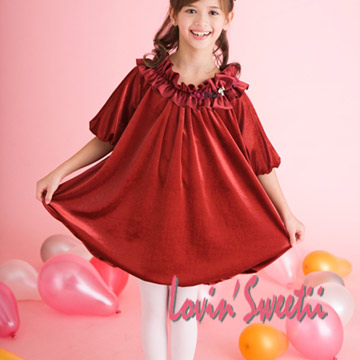 【Lovin’ Sweetii】可愛甜心小公主袖童洋裝限量款-紅色