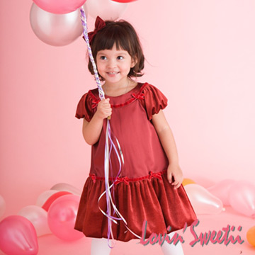 【Lovin’ Sweetii】甜心小公主袖童洋裝限量款-紅色