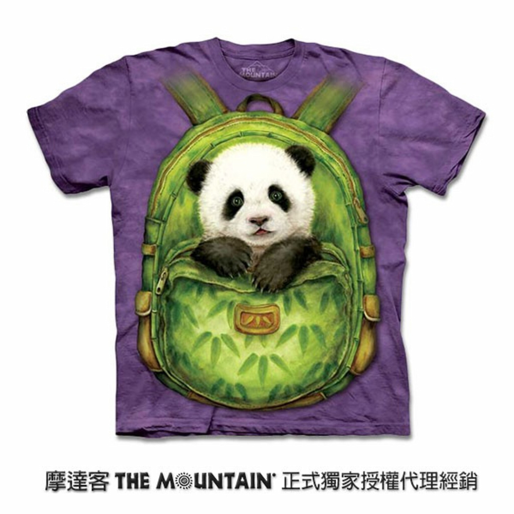 『摩達客』(現貨) 美國進口【The Mountain】自然純棉系列 背包熊貓 T恤