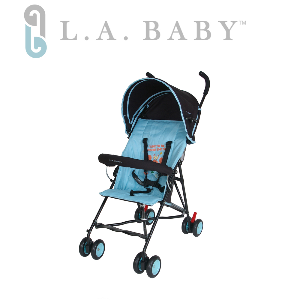 【美國 L.A. Baby】亮彩輕便嬰兒手推車(繽紛藍)