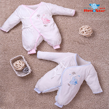 有機棉-薄-嬰兒兔衣（長袖長褲、護手反摺、綁+釦）二色、三尺碼可選