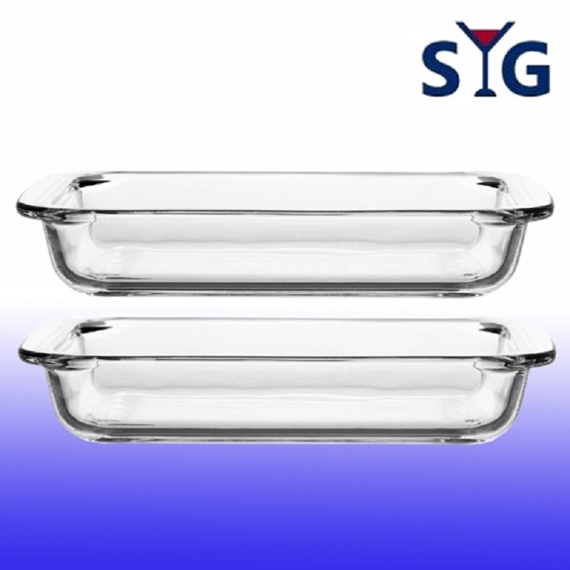 SYG台玻-耐熱玻璃長方形烤盤1L-二入組