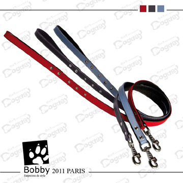 狗日子《Bobby》硬石搖滾拉繩 質感皮革短牽繩 中大型犬-煤灰、藍、紅-寬1.2CM