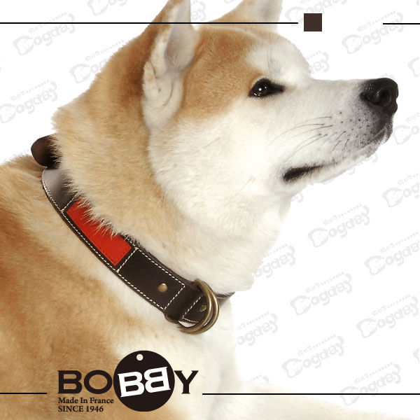 狗日子《Bobby》旅犬皮革項圈 牛皮製 低調浮印設計 質感紅皮吊牌-55cm 中型犬