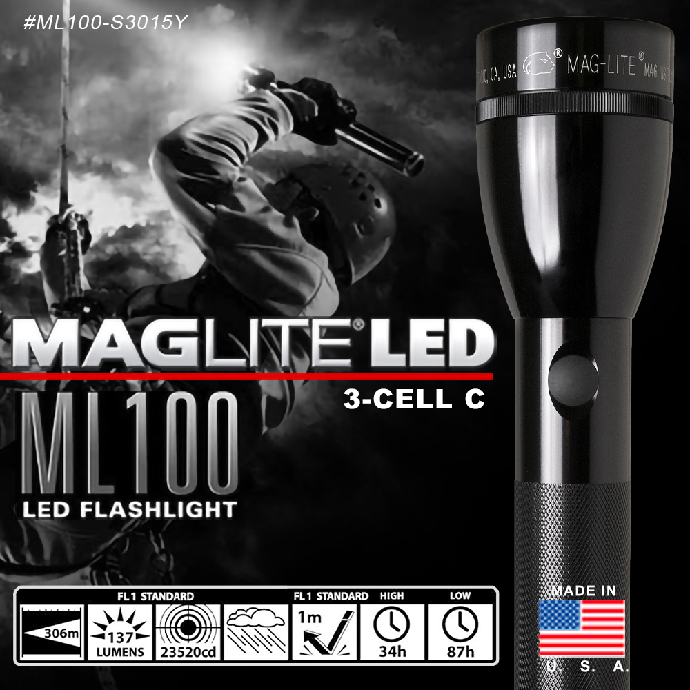 MAG LITE 3C CELL LED手電筒ML100系列