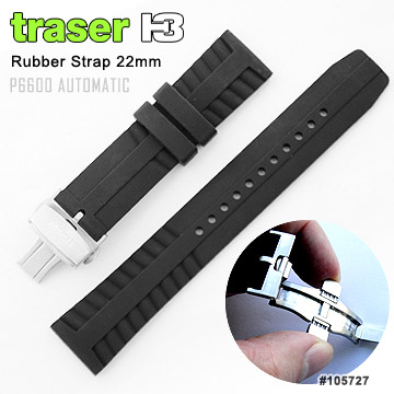 Traser 黑色橡膠錶帶P6600 Automatic PRO適用(壓扣版)