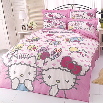 【享夢城堡】HELLO KITTY 我的最愛系列-雙人純棉四件式床包涼被組