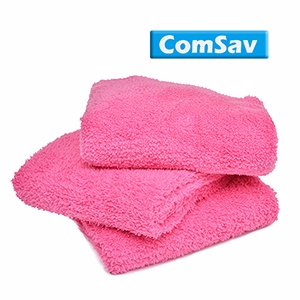 【ComSav】超輕盈柔軟舒適雙面長毛毛巾 3入 - 桃紅色