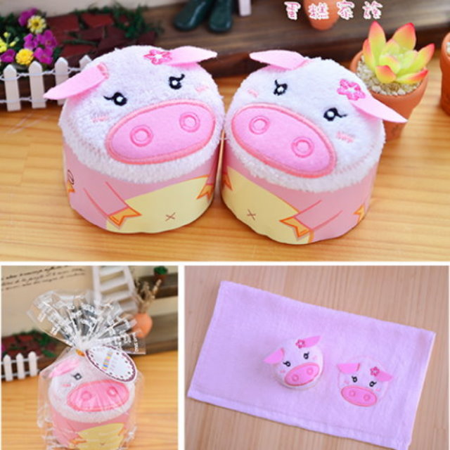 蛋糕毛巾- 粉紅豬