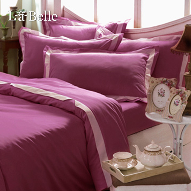 義大利La Belle《美學素雅》雙人四件式被套床包組-玫瑰紅