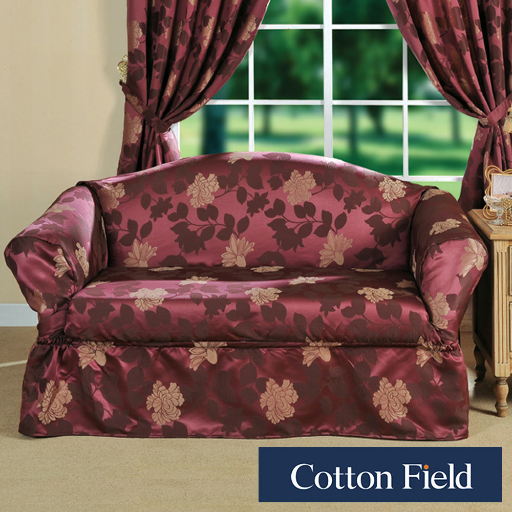 棉花田(米蘭)緹花雙人沙發便利套-紫紅色