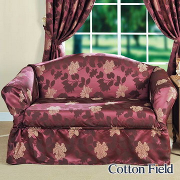 棉花田(米蘭)緹花單人沙發便利套-紫紅色