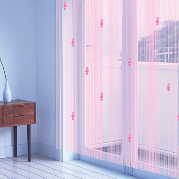 《米蘭》時尚串珠落地線簾(粉紅)(90x230cm)