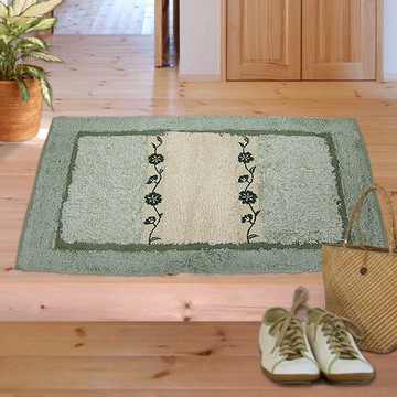 棉花田(蔓緹-綠)純棉刺繡編織踏墊(45x70cm)