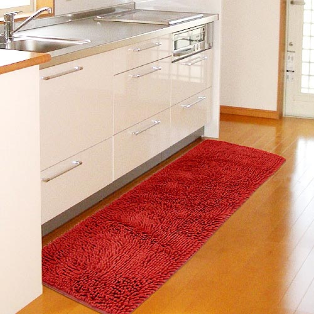 棉花田(精彩)超細纖維雪尼爾防滑走道毯-紅色(45x135cm)