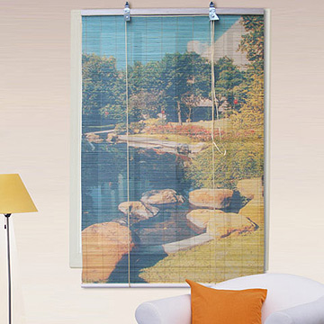 《池畔》彩色天然竹捲簾(120x160cm)