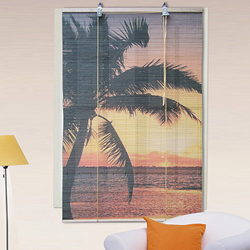 《夕陽》彩色天然竹捲簾(90x160cm)