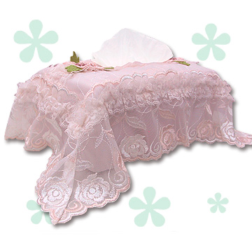 《薇朵-粉紅》蕾絲緞花面紙套