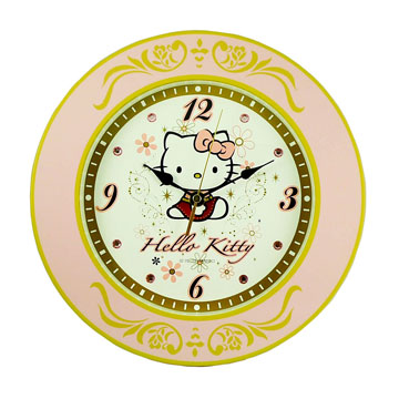 三麗鷗Hello Kitty歐風水鑽瑰麗圖騰掛鐘JM-W511KT
