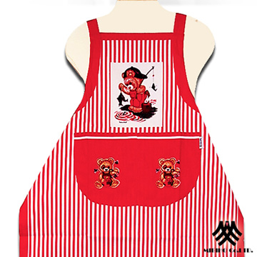 《M.B.H─釣魚熊》純棉精緻圍裙(紅)