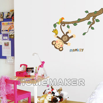 FIXPIX 創意造型壁貼-可愛猴子爬樹 (HSS-58219)