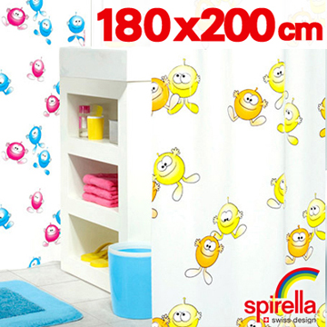 【歐洲 Spirella 】Bimboli外星娃娃PEVA浴簾 (黃橘色)－180x200cm