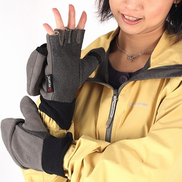 《SNOW TRAVEL》WINDBLOC灰色防風保暖半指兩用手套