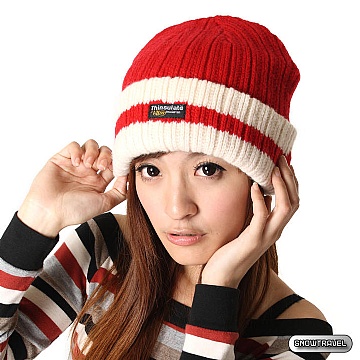 SNOW TRAVEL 3M防風透氣保暖羊毛帽(條紋紅色) 550