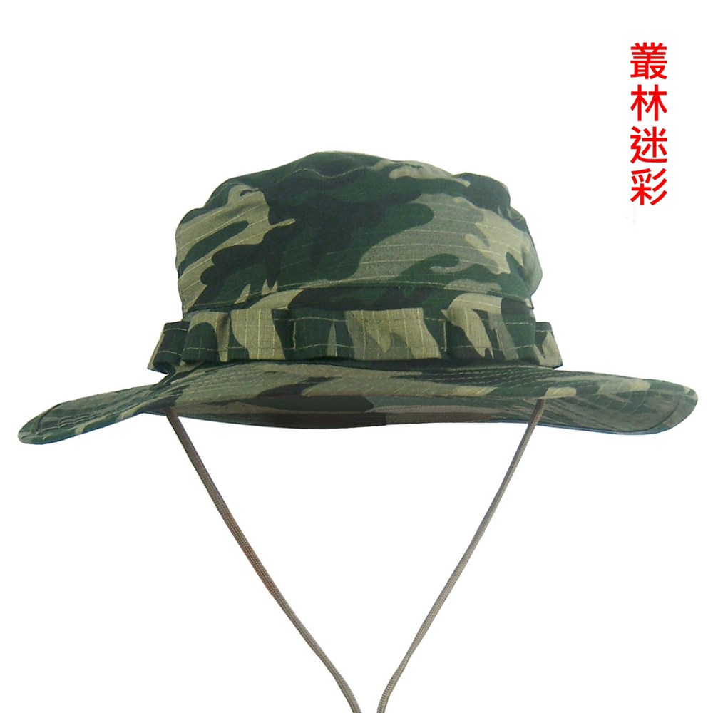 戰術圓邊帽叢林迷彩帽(附美國旗徽章插袋設計)林地圓盤帽
