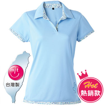 LV7267 女吸排抗UV短袖POLO衫(天藍)