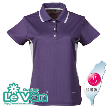 LV7312 女吸排抗UV短袖POLO衫(紫/灰)