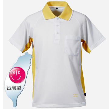 LV7308 男吸排抗UV短袖POLO衫(白/黃)