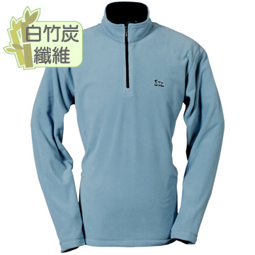 LV8237 男竹炭刷毛保暖上衣(綠湖藍)