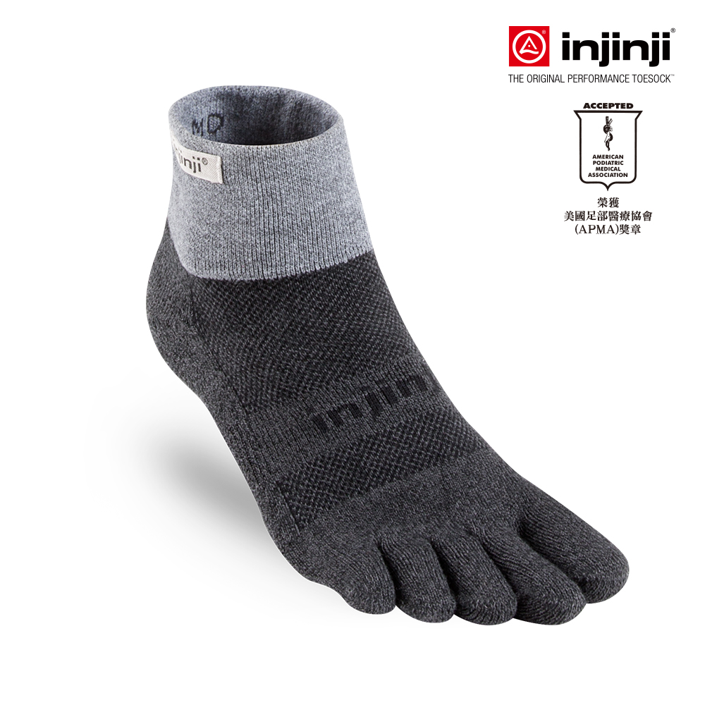 【Injinji】TRAIL野跑避震吸排五指短襪-黑色