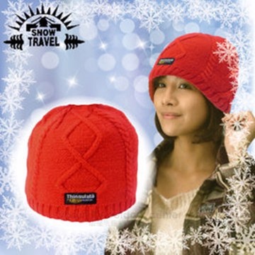 SNOW TRAVEL 台灣製造 3M Thinsulate高級素面麻花保暖羊毛帽_AR-18D 紅
