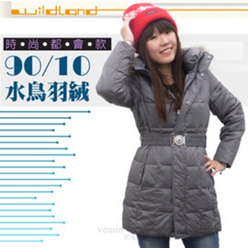 荒野 wildland 女款 中長版 貉子毛保暖羽絨外套 92103 鐵灰