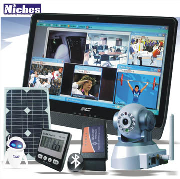 Niches VIS雲端行車紀錄防盗監控系統含太陽能板及FIC平板及健康管理與OBDII（銀白）