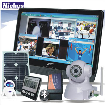 Niches VIS雲端行車紀錄防盗監控系統含太陽能板及FIC平板及健康管理與OBDII（白）