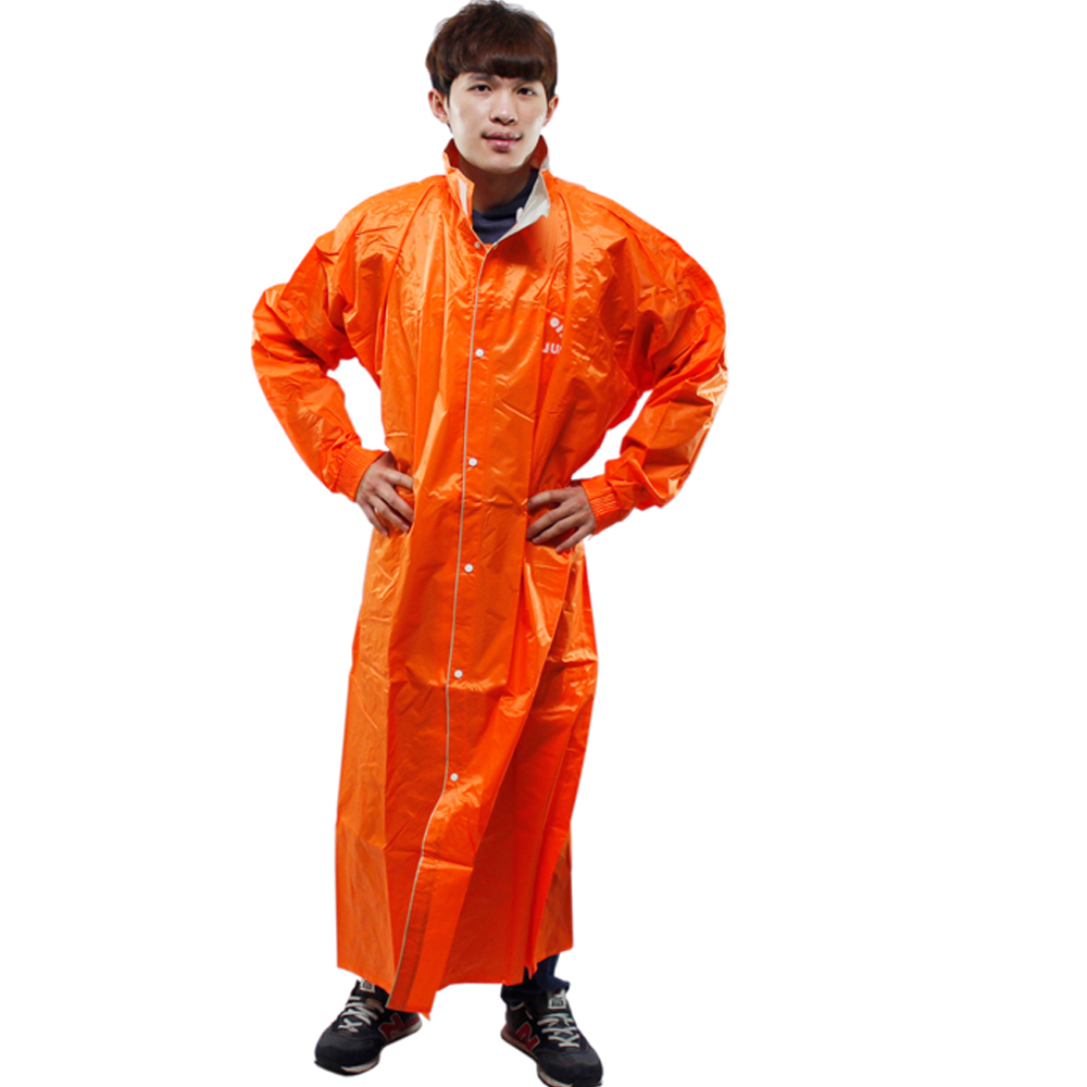新二代【JUMP】前開素色休閒風雨衣-橘色
