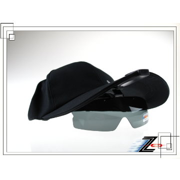 【Z-POLS夾帽式可掀蓋美國寶麗來偏光黑款】三段節點可調整，適用各種帽體使用，專業偏光抗UV4偏光眼鏡，限定販售!!