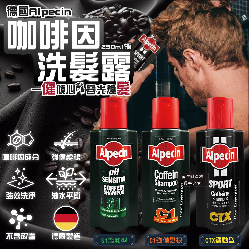 德國Alpecin-咖啡因洗髮精(3款可選)250ml瓶
