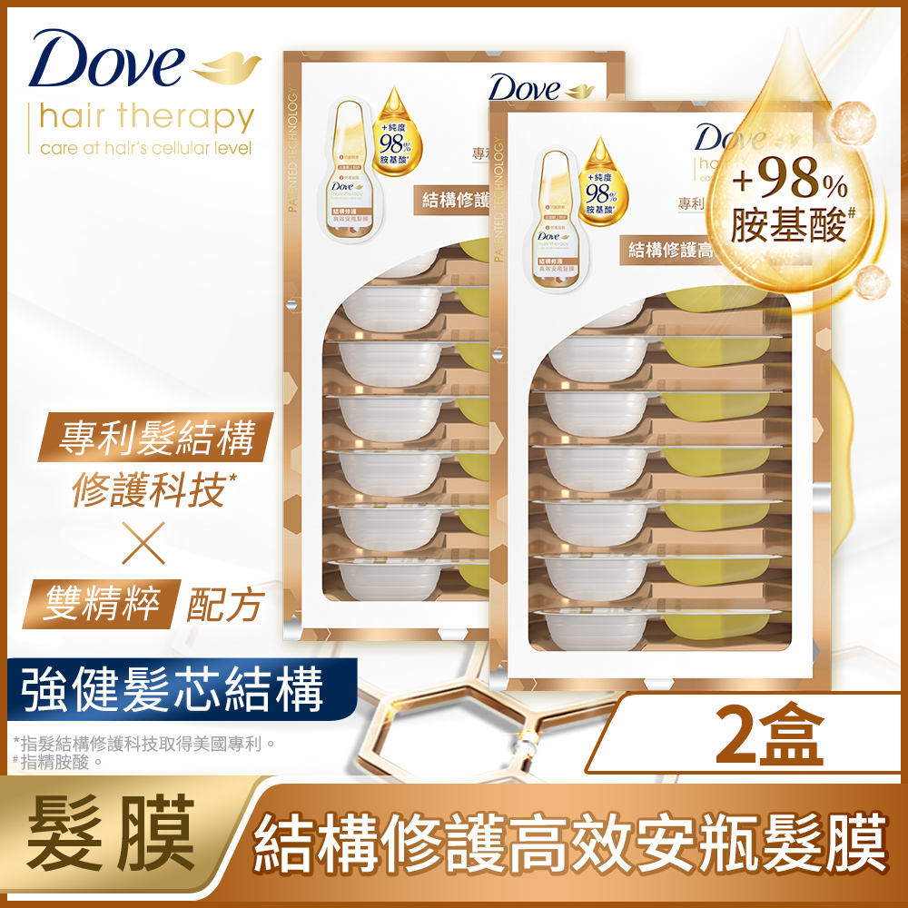 【Dove 多芬】結構修護系列高效安瓶髮膜2盒(共16入)