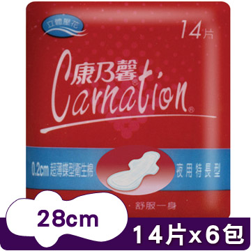康乃馨-超薄蝶型衛生棉夜用特長28cm (14片x3包)x2組