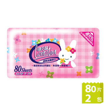 康乃馨-寶寶潔膚濕巾補充包-兔子(80片x2包/組)