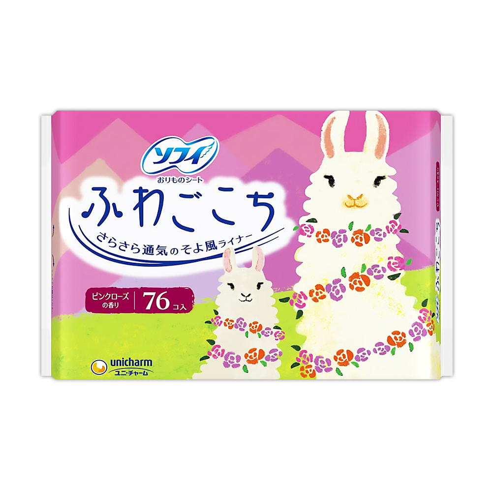 日本sofy柔膚透氣護墊-粉紅玫瑰香氛76入/14cm
