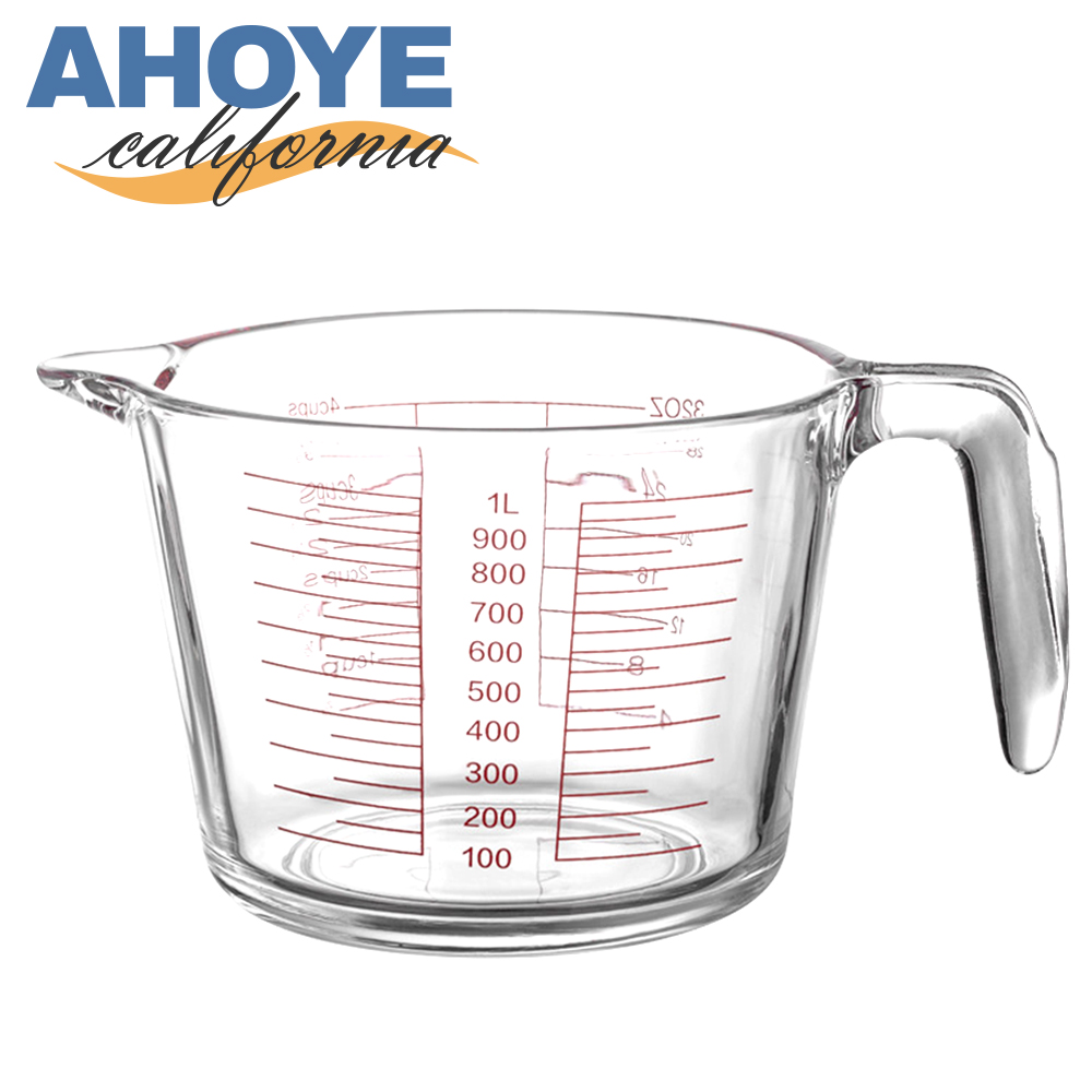 【Ahoye】耐熱玻璃量杯 1000ML (量杯 刻度量杯 耐熱量杯 耐熱玻璃量杯)