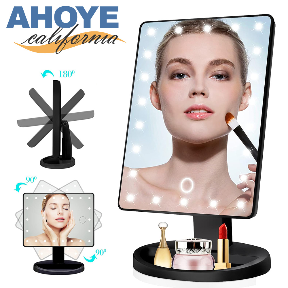 【Ahoye】多角度可旋轉LED觸碰式補光化妝鏡 (梳妝鏡 化妝燈 美妝鏡)