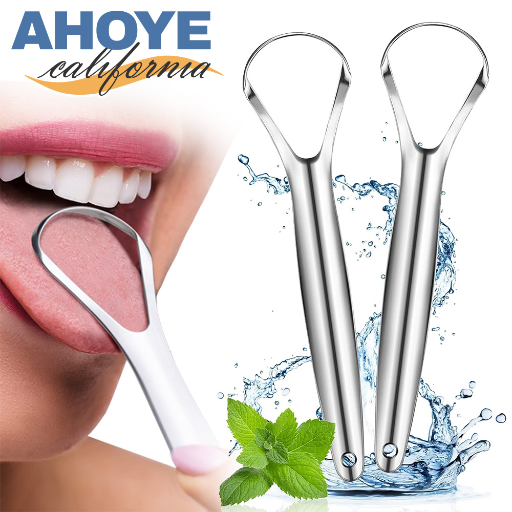 【AHOYE】不鏽鋼大口舌苔刷 2入組 (刮舌器 刮舌苔)